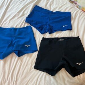 Mizuno and Nike Blue and Black Athletic Shorts Trio